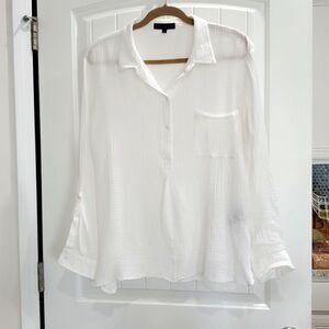 Sanctuary Womans White Waffle Knit 100% Cotton Long Sleeve, LARGE